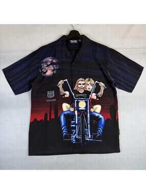 Vintage Dragonfly Shirt Mens Large Biker Babe Route 69 Tassel AOP Retro Moto